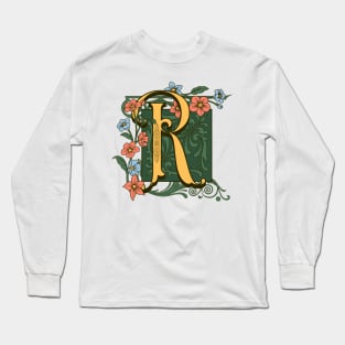 Art Nouveau Letter R, Ornamental Letter R, Art Deco Long Sleeve T-Shirt